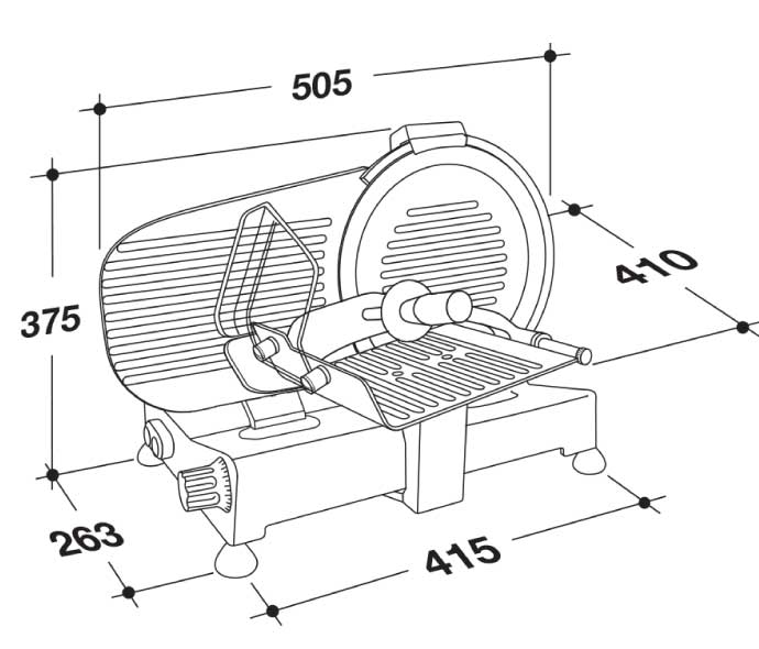 dimensione affettatrice